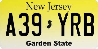NJ license plate A39YRB