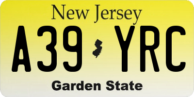 NJ license plate A39YRC