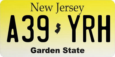 NJ license plate A39YRH
