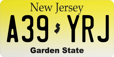 NJ license plate A39YRJ