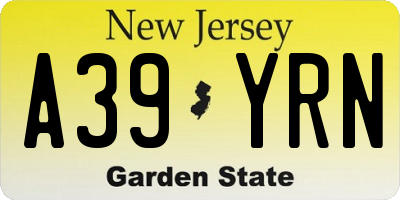 NJ license plate A39YRN