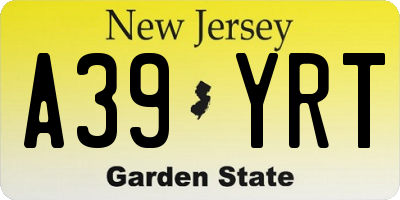 NJ license plate A39YRT