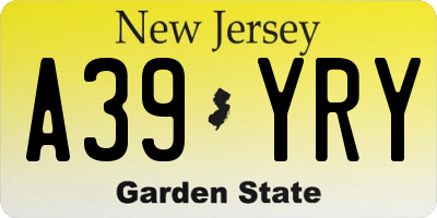 NJ license plate A39YRY