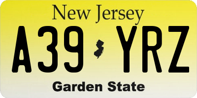 NJ license plate A39YRZ