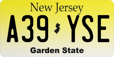 NJ license plate A39YSE