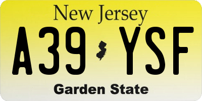 NJ license plate A39YSF