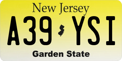 NJ license plate A39YSI