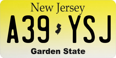 NJ license plate A39YSJ