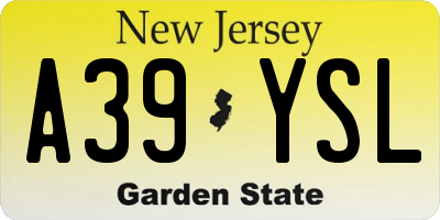 NJ license plate A39YSL
