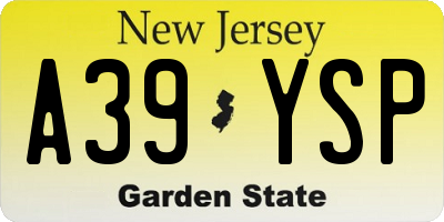 NJ license plate A39YSP
