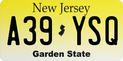 NJ license plate A39YSQ