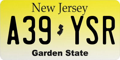 NJ license plate A39YSR