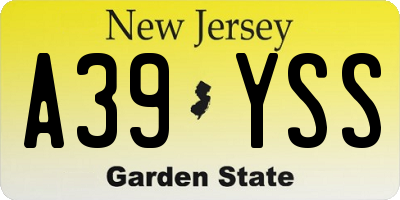 NJ license plate A39YSS
