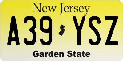NJ license plate A39YSZ