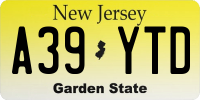 NJ license plate A39YTD