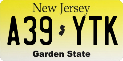 NJ license plate A39YTK