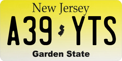 NJ license plate A39YTS