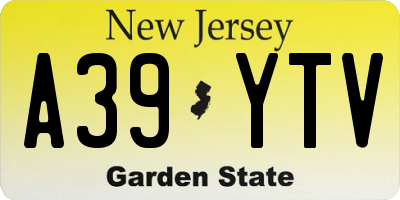NJ license plate A39YTV