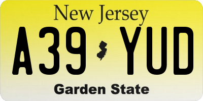 NJ license plate A39YUD