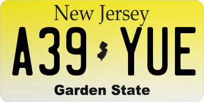 NJ license plate A39YUE
