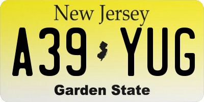 NJ license plate A39YUG