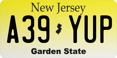 NJ license plate A39YUP