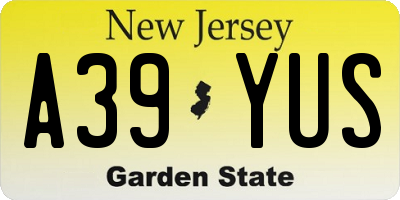 NJ license plate A39YUS