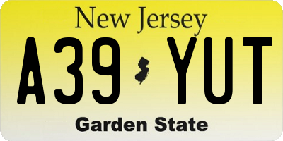 NJ license plate A39YUT