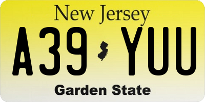 NJ license plate A39YUU