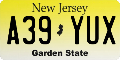 NJ license plate A39YUX