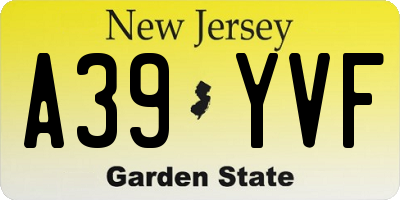 NJ license plate A39YVF