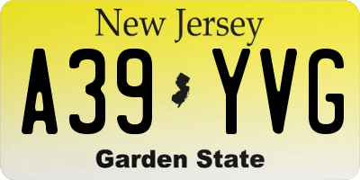 NJ license plate A39YVG