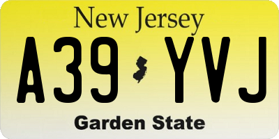 NJ license plate A39YVJ