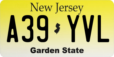 NJ license plate A39YVL