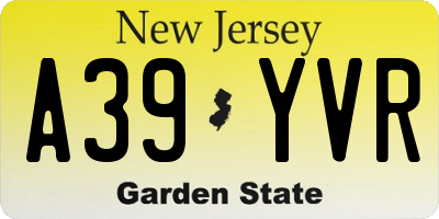 NJ license plate A39YVR