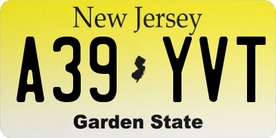 NJ license plate A39YVT