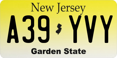 NJ license plate A39YVY