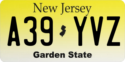 NJ license plate A39YVZ