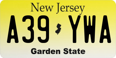NJ license plate A39YWA
