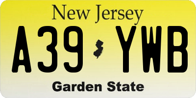 NJ license plate A39YWB