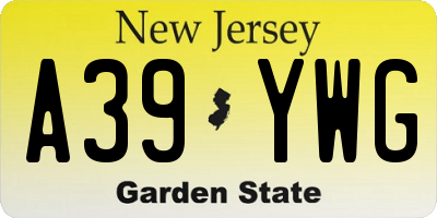 NJ license plate A39YWG
