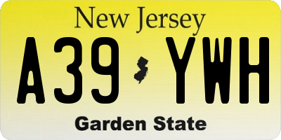 NJ license plate A39YWH