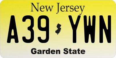 NJ license plate A39YWN