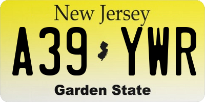 NJ license plate A39YWR