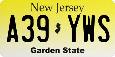 NJ license plate A39YWS