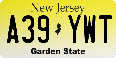 NJ license plate A39YWT