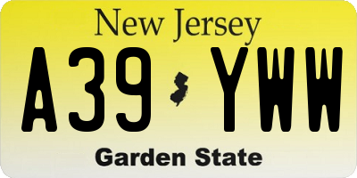 NJ license plate A39YWW