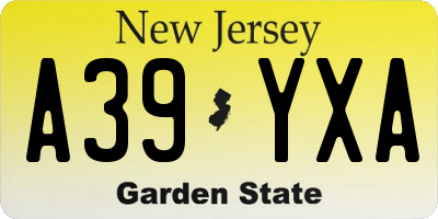 NJ license plate A39YXA