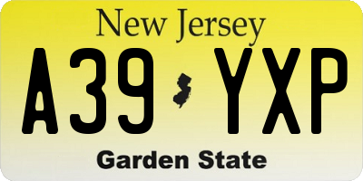 NJ license plate A39YXP