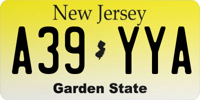 NJ license plate A39YYA